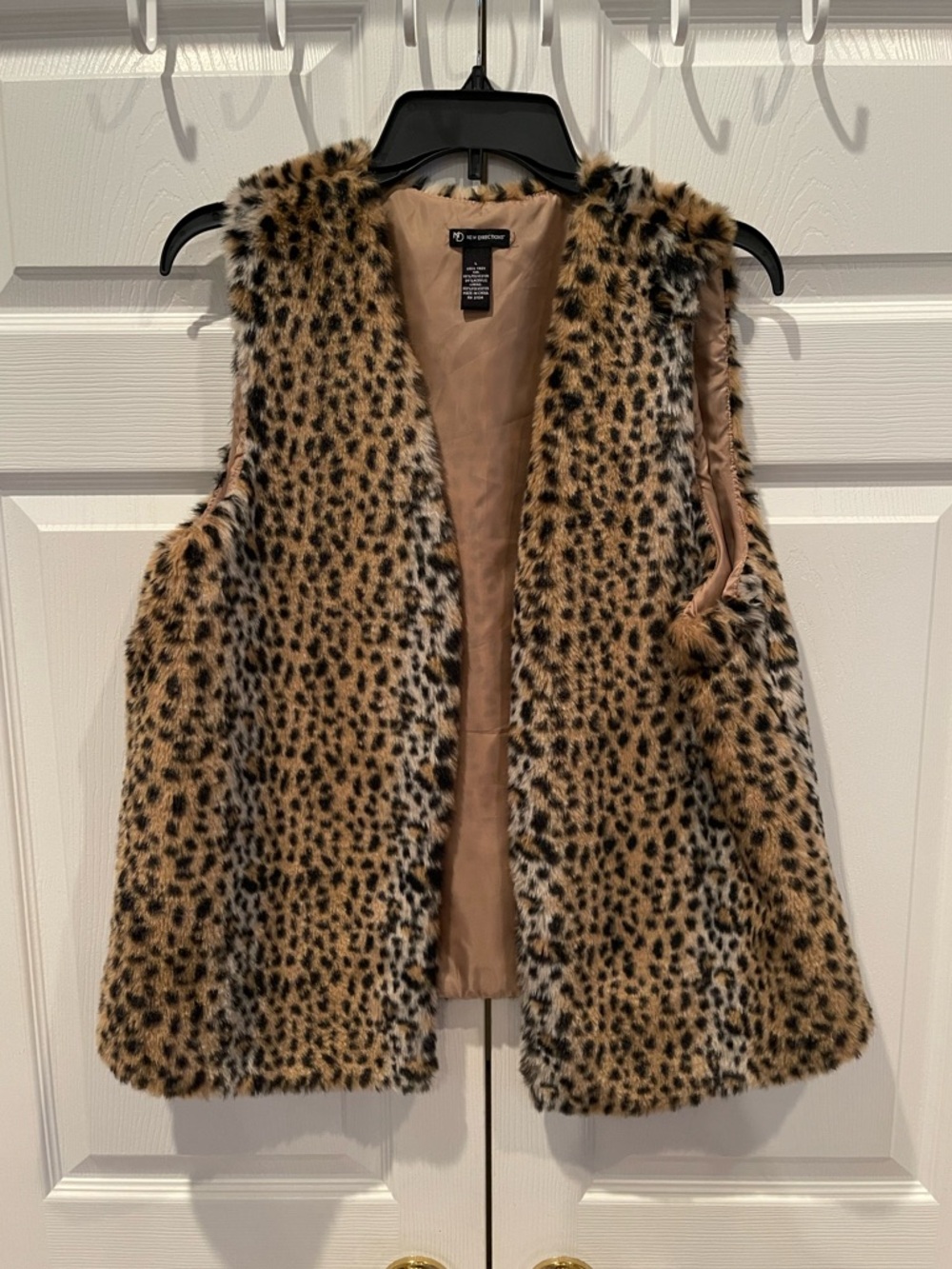 Leopard Print Faux Fur Vest — Size L